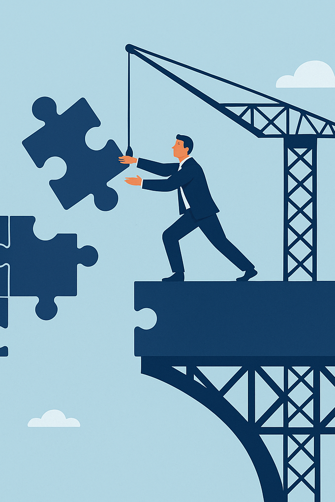 Man accepting puzzle piece Man accepting puzzle piece